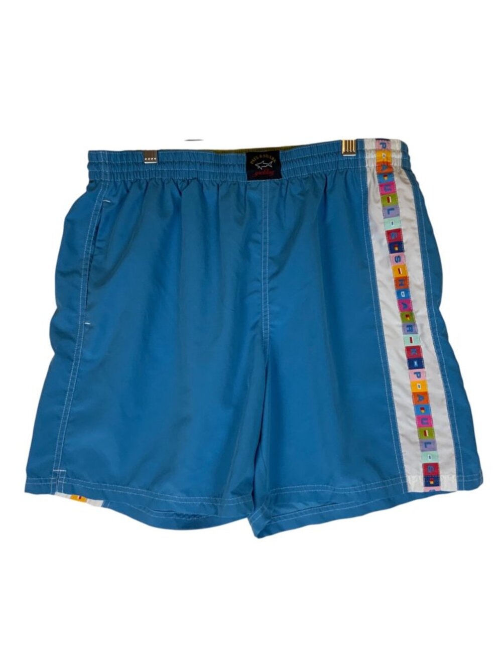 Paul & Shark Yachting Mens Blue Swim Shorts Size Large Nautical Flag Stripe
